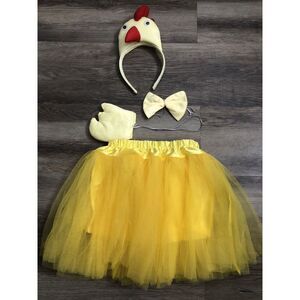 New Little Girls Toddler Halloween Costume Yellow Chicken Tutu Set Age 3+ Outfit
